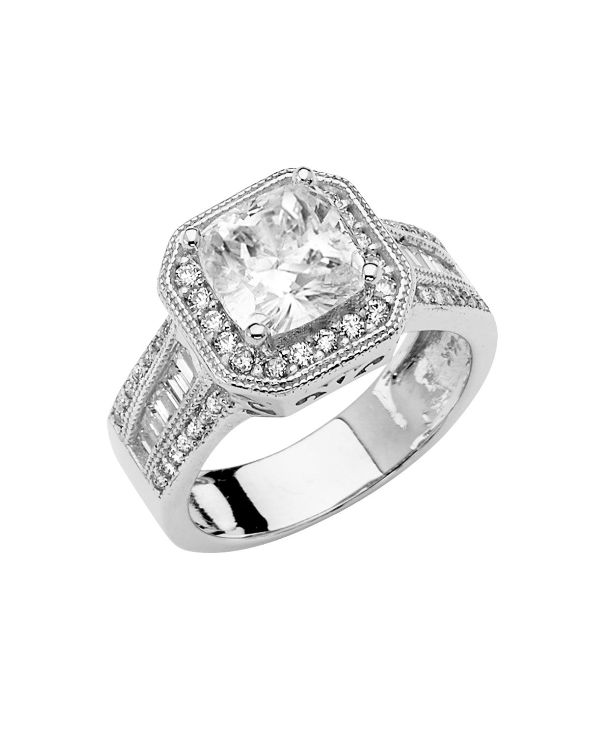14K White Gold CZ Engagement Ring (RG-2841-070)