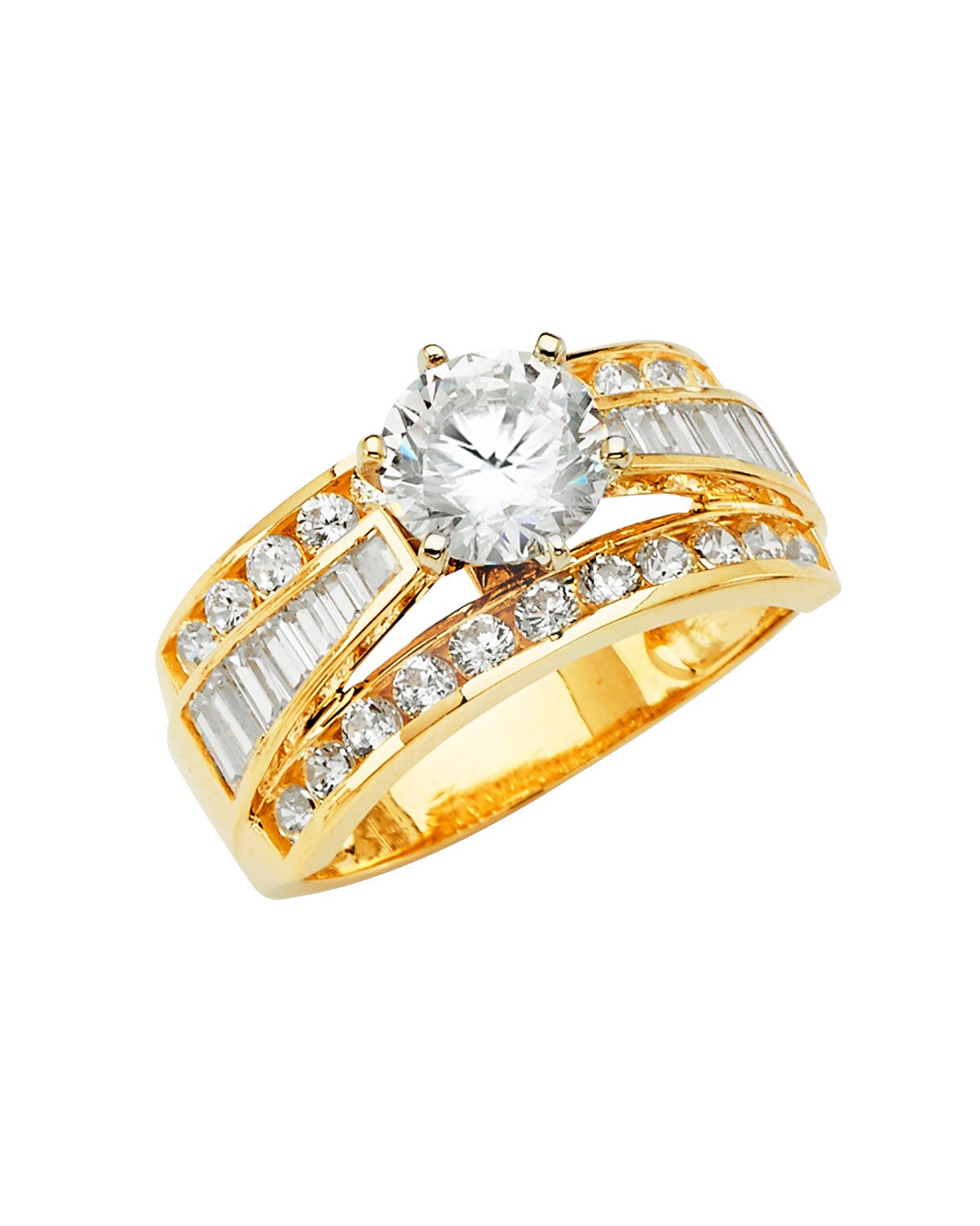 14K Yellow Gold CZ Engagement Ring (RG-2846-070)