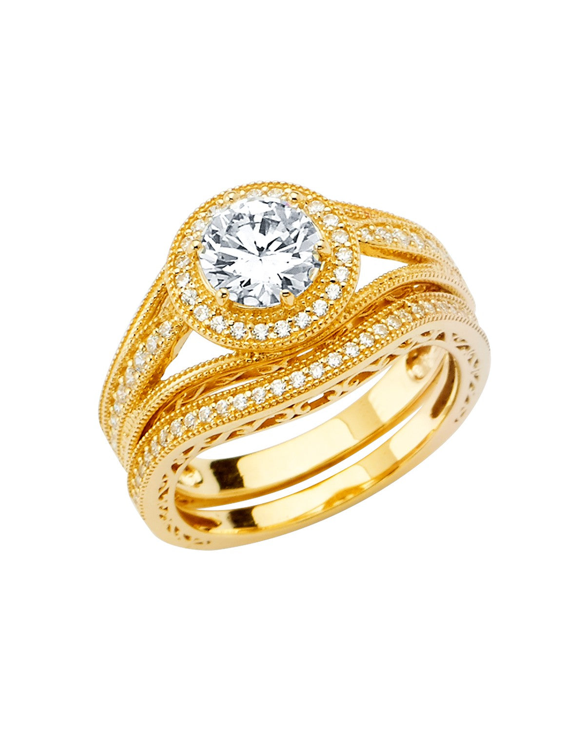 14K Yellow Gold Ladies CZ Wedding Band (RG-2862)