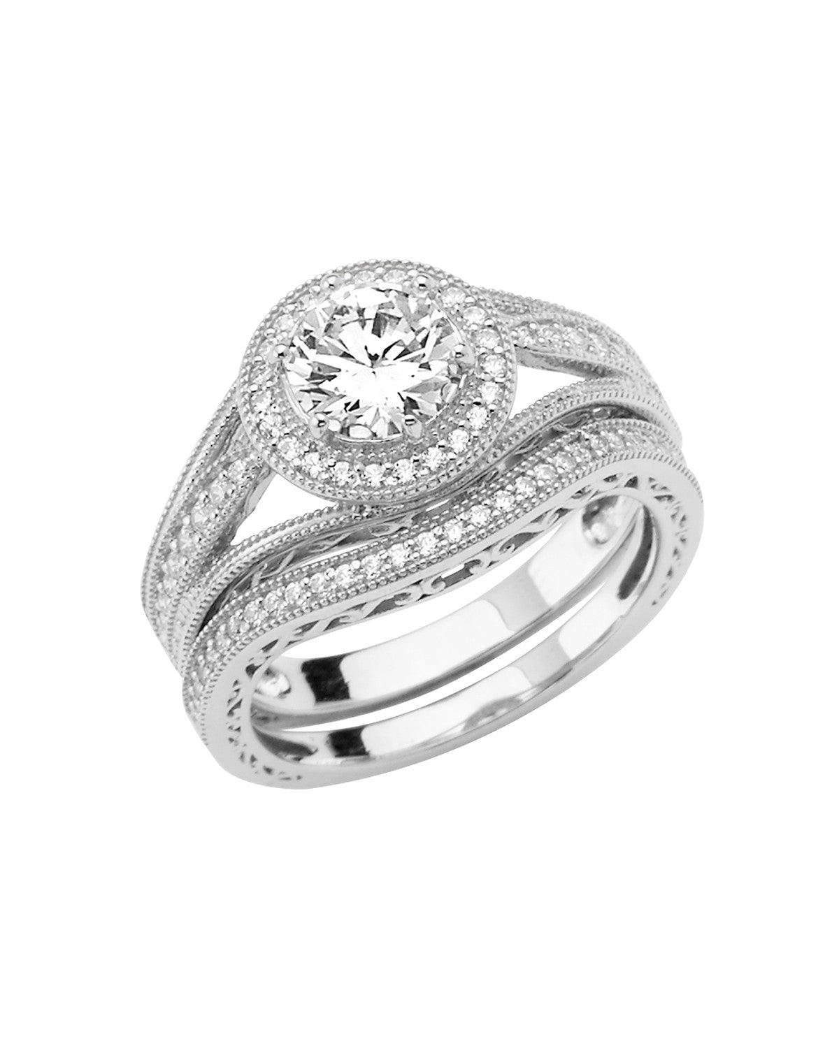 14K White Gold Ladies CZ Wedding Band (RG-2864)
