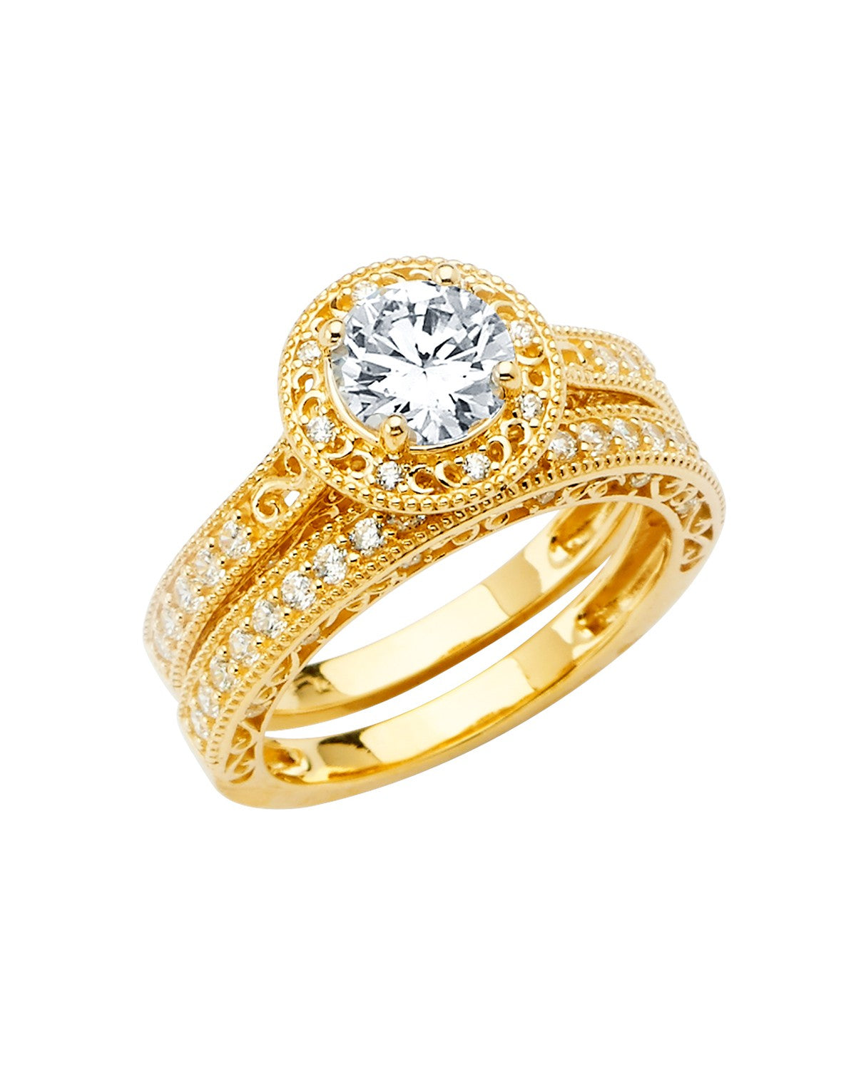 14K Yellow Gold Ladies CZ Wedding Band (RG-2866)