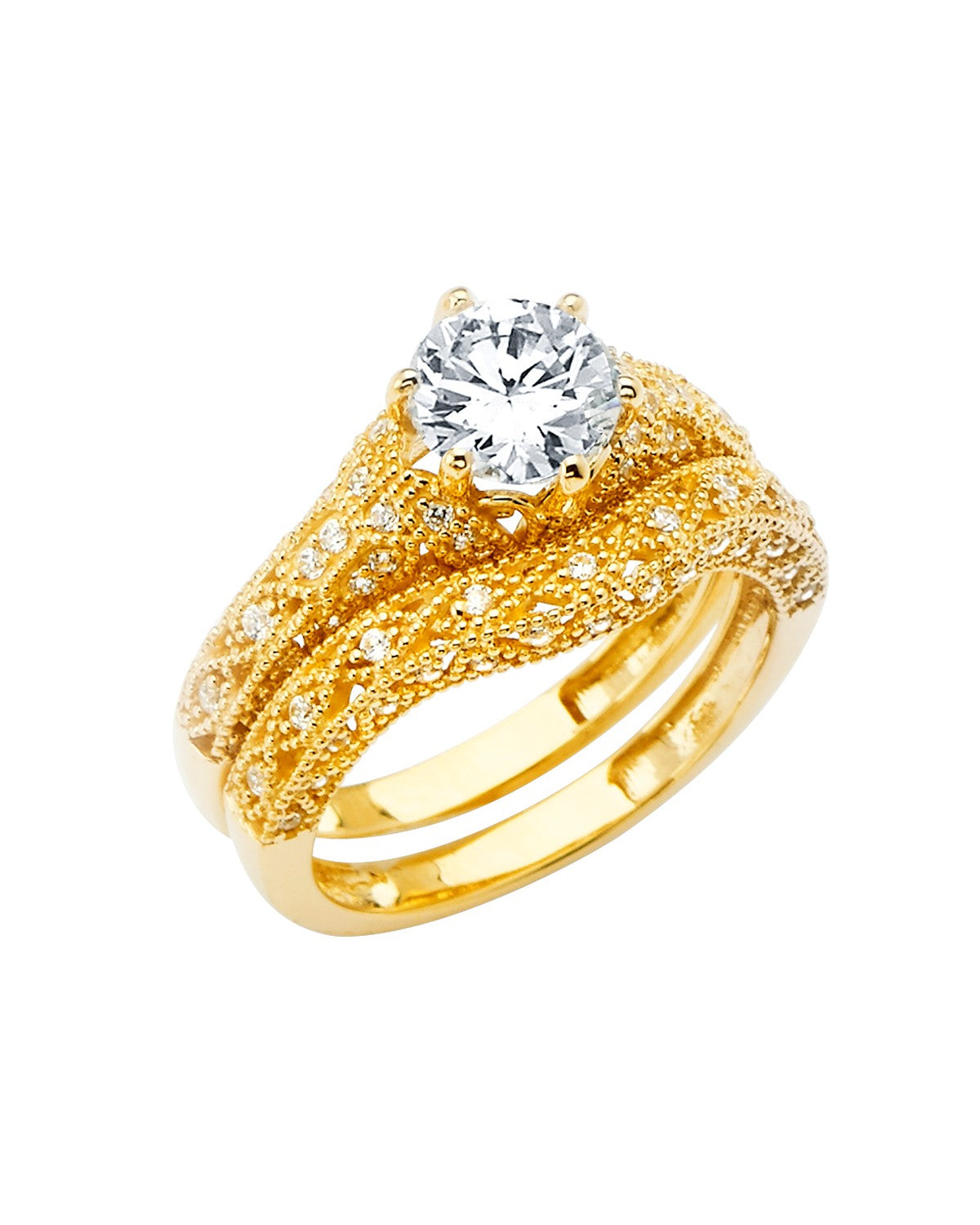 14K Yellow Gold CZ Engagement Ring (RG-2869)
