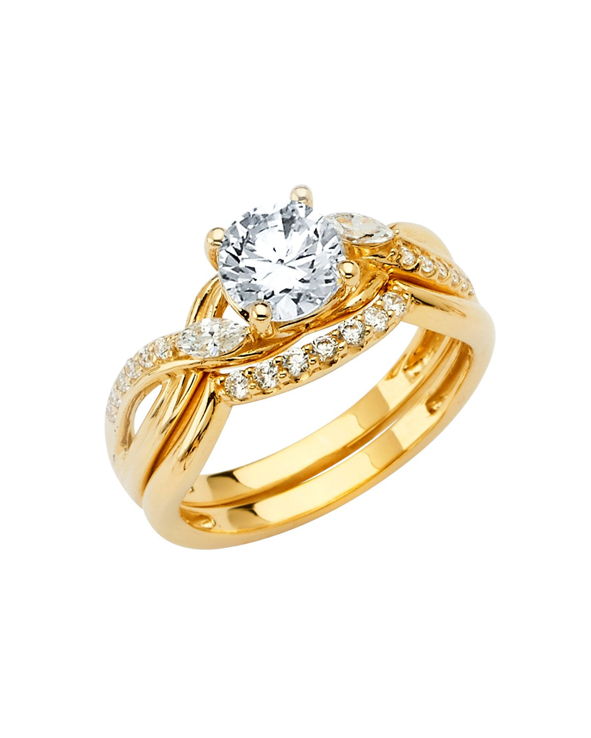 14K Yellow Gold Ladies CZ Wedding Band (RG-2878)