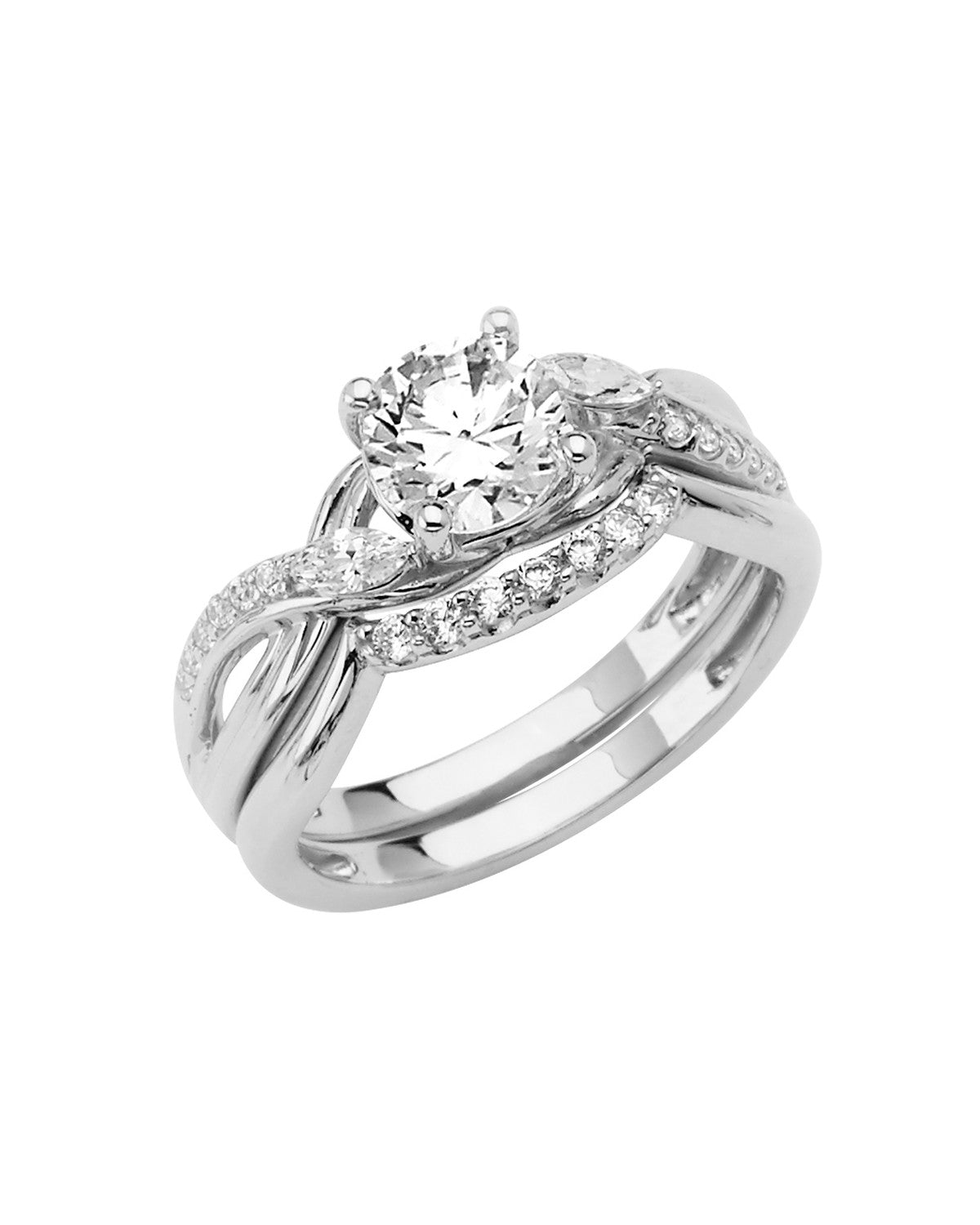 14K White Gold Ladies CZ Wedding Band (RG-2880)