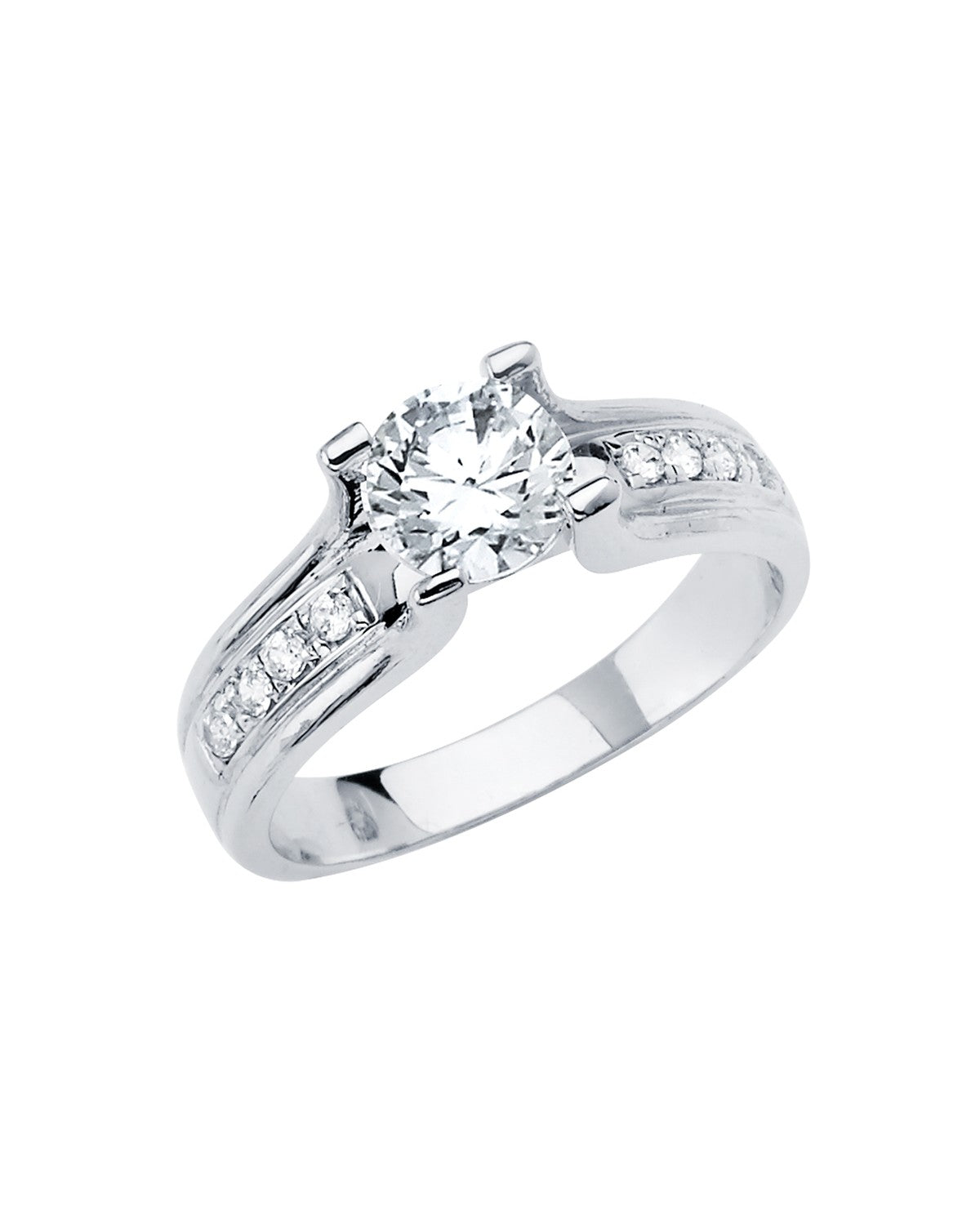 14K White Gold CZ Engagement Ring (RG-2886)
