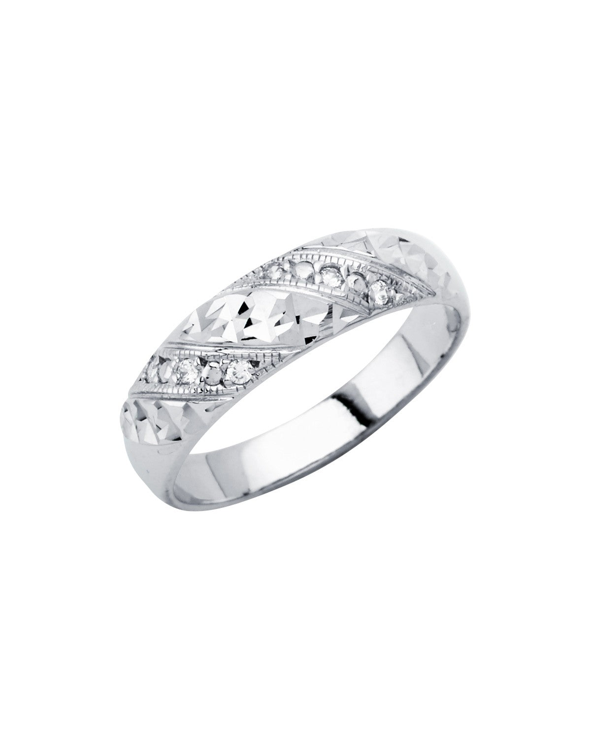 14K White Gold Men's CZ Wedding Band/Trio Set (RG-2946)