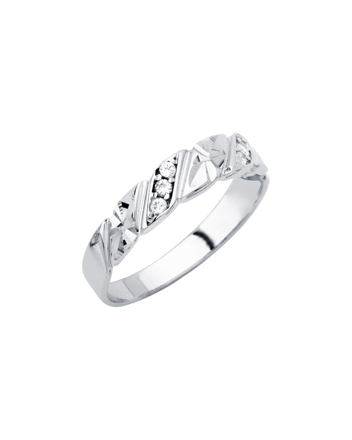 14K White Gold Men's CZ Wedding Band/Trio Set (RG-2949)