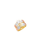 14K Tri-Color Gold 3C Ladies CZ Wedding Band/Trio Set (RG-2960)