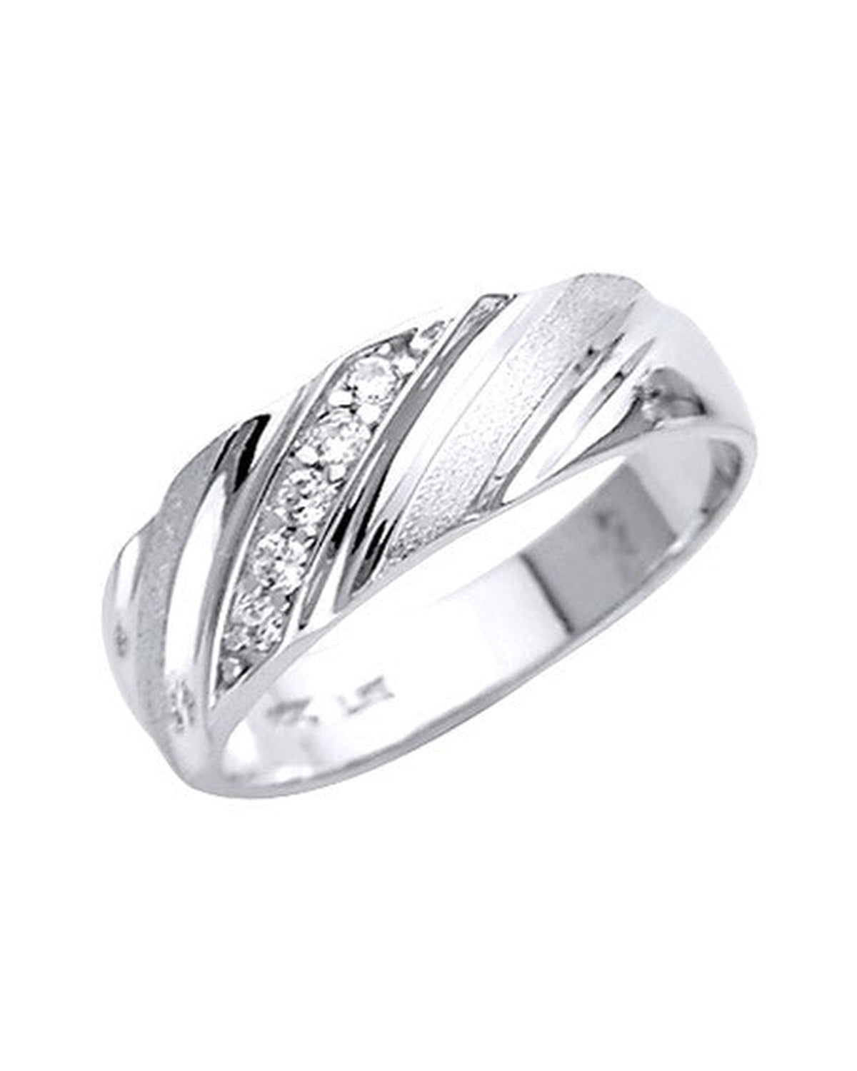 14K White Gold Men's CZ Wedding Band/Trio Set (RG-2961)