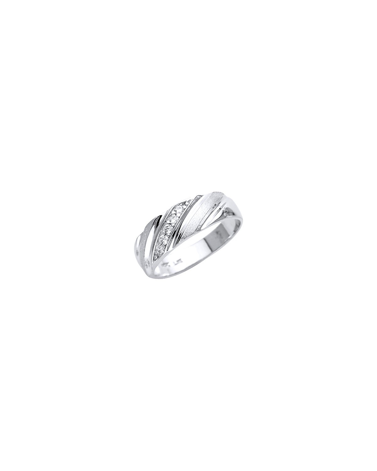 14K White Gold Men's CZ Wedding Band/Trio Set (RG-2961)