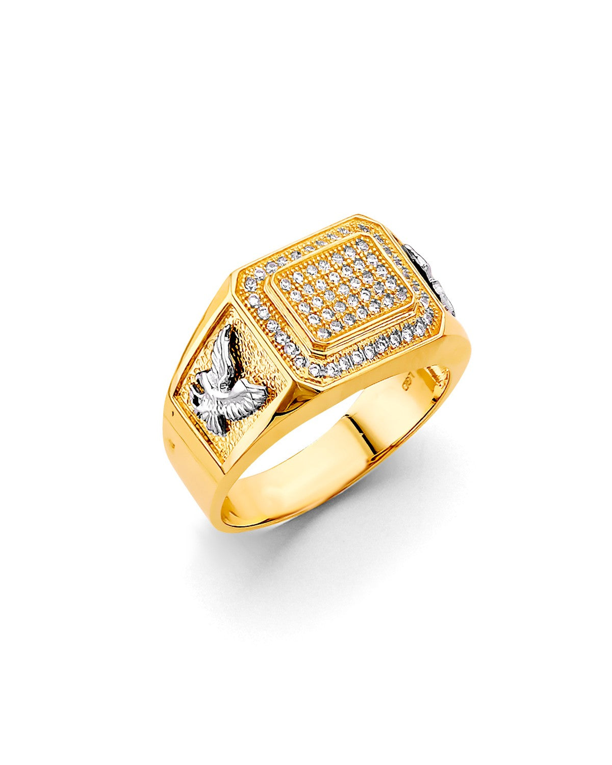 14K Two-Tone Gold 2T Men's CZ Ring (RG-2964)
