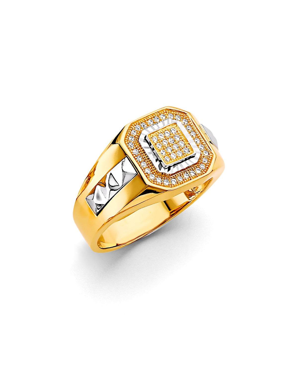 14K Two-Tone Gold 2T Men's CZ Ring (RG-2965)