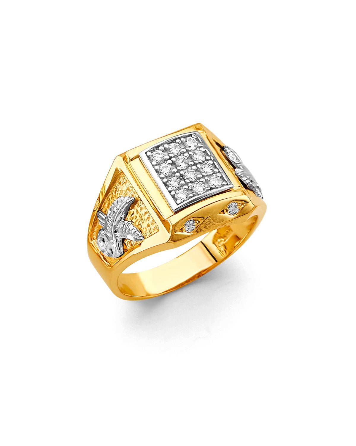 14K Two-Tone Gold 2T Men's CZ Ring (RG-2978)