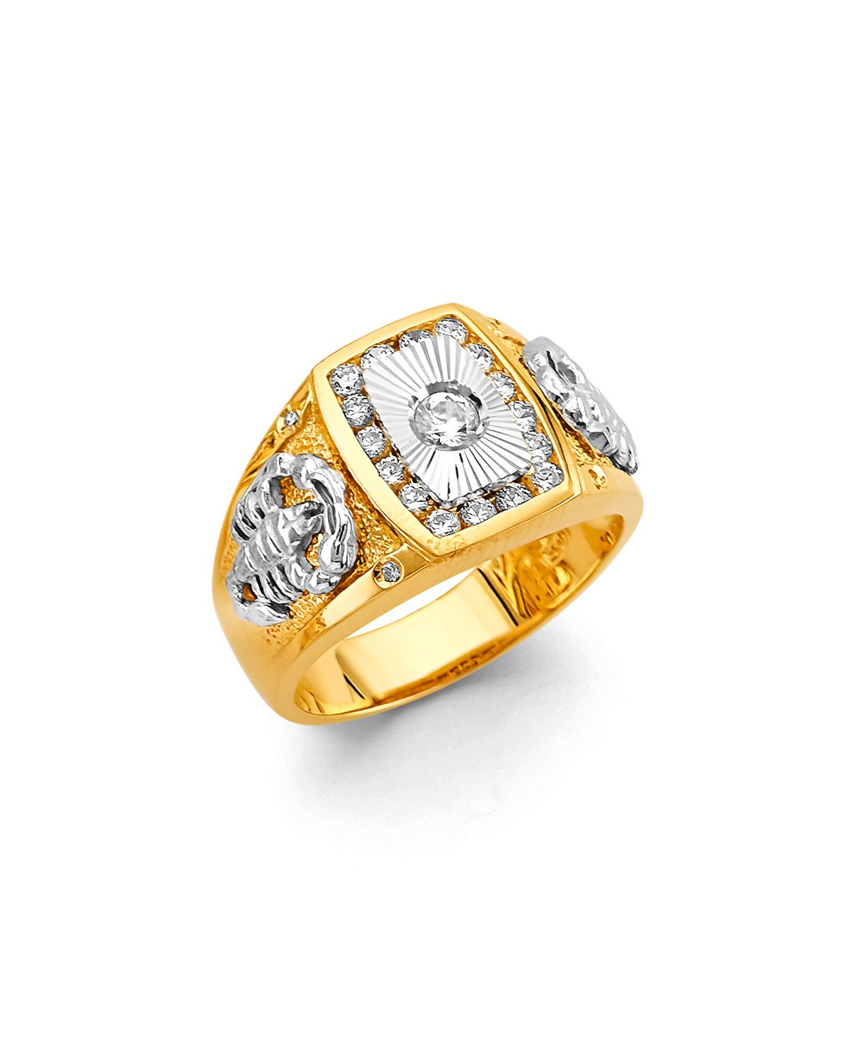 14K Two-Tone Gold 2T Men's CZ Ring (RG-2979)