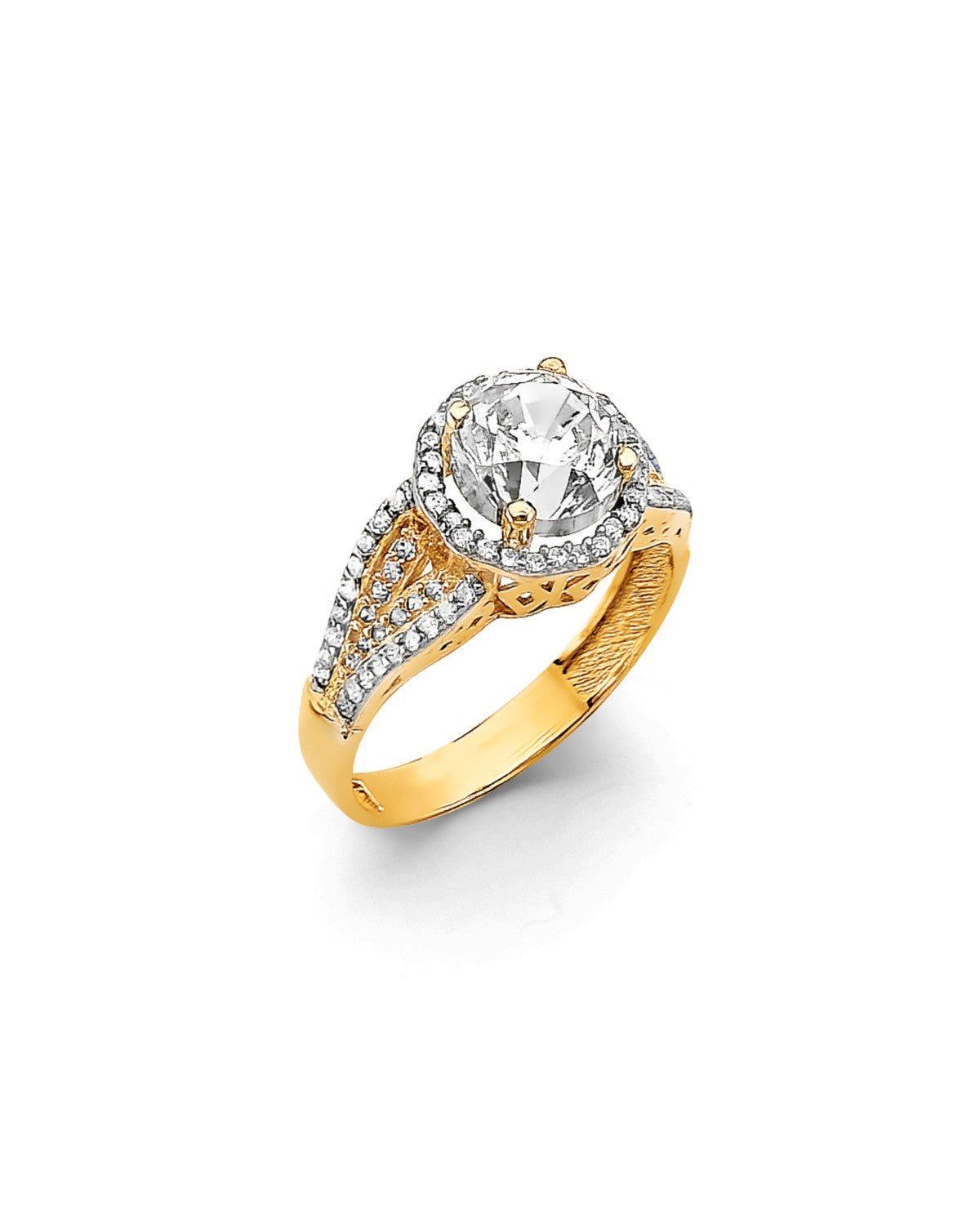 14K Yellow Gold CZ Engagement Ring (RG-3072)