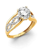 14K Yellow Gold CZ Engagement Ring (RG-3073)