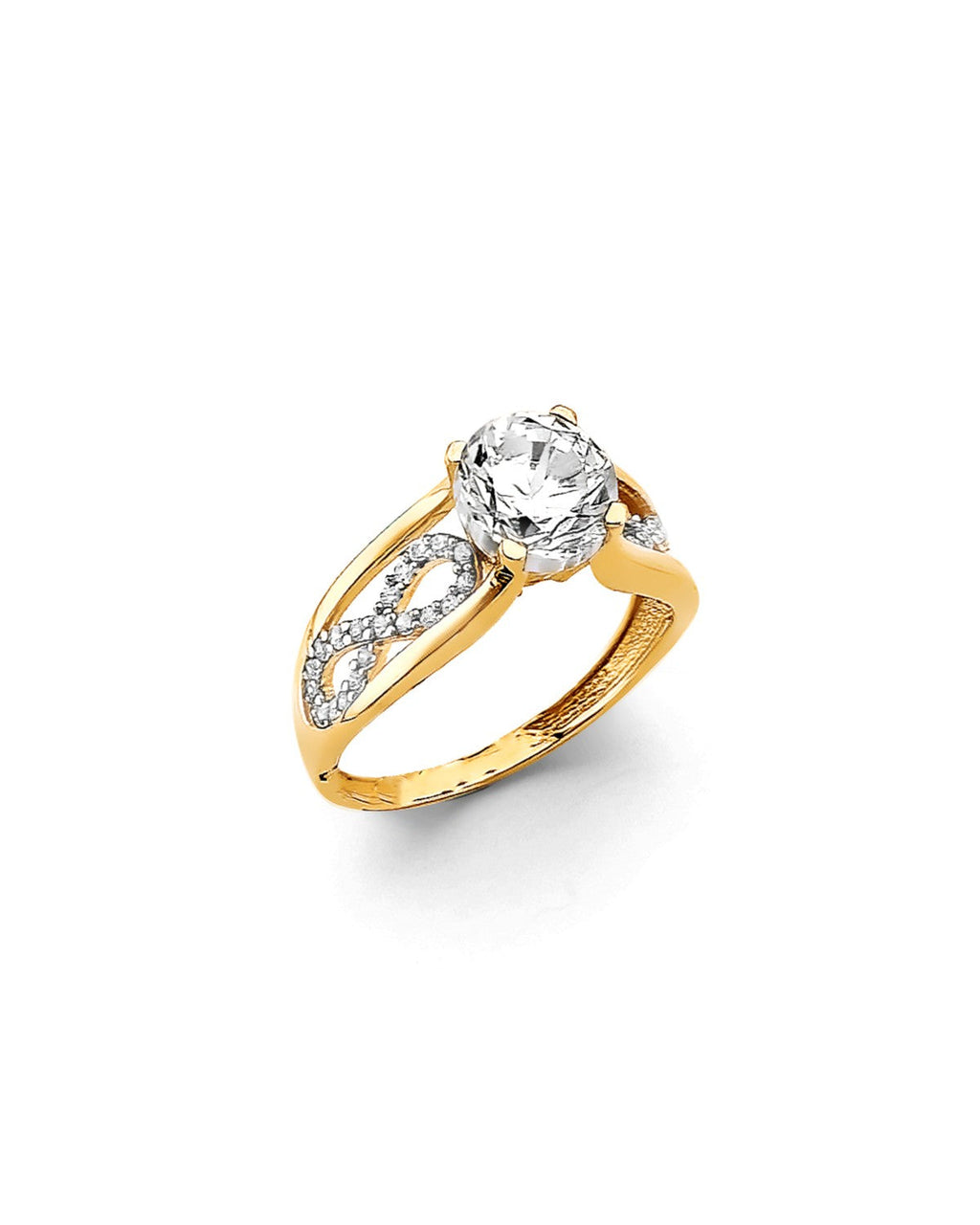 14K Yellow Gold CZ Engagement Ring (RG-3073)