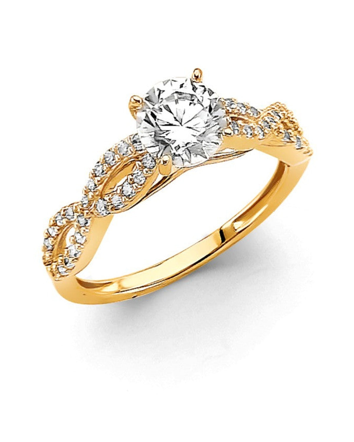 14K Yellow Gold CZ Engagement Ring (RG-3074)
