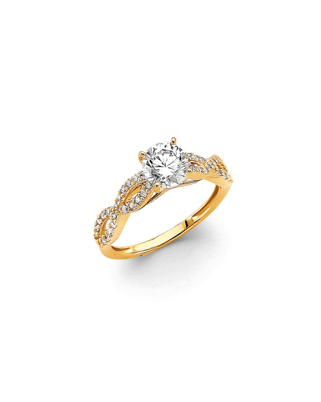 14K Yellow Gold CZ Engagement Ring (RG-3074)