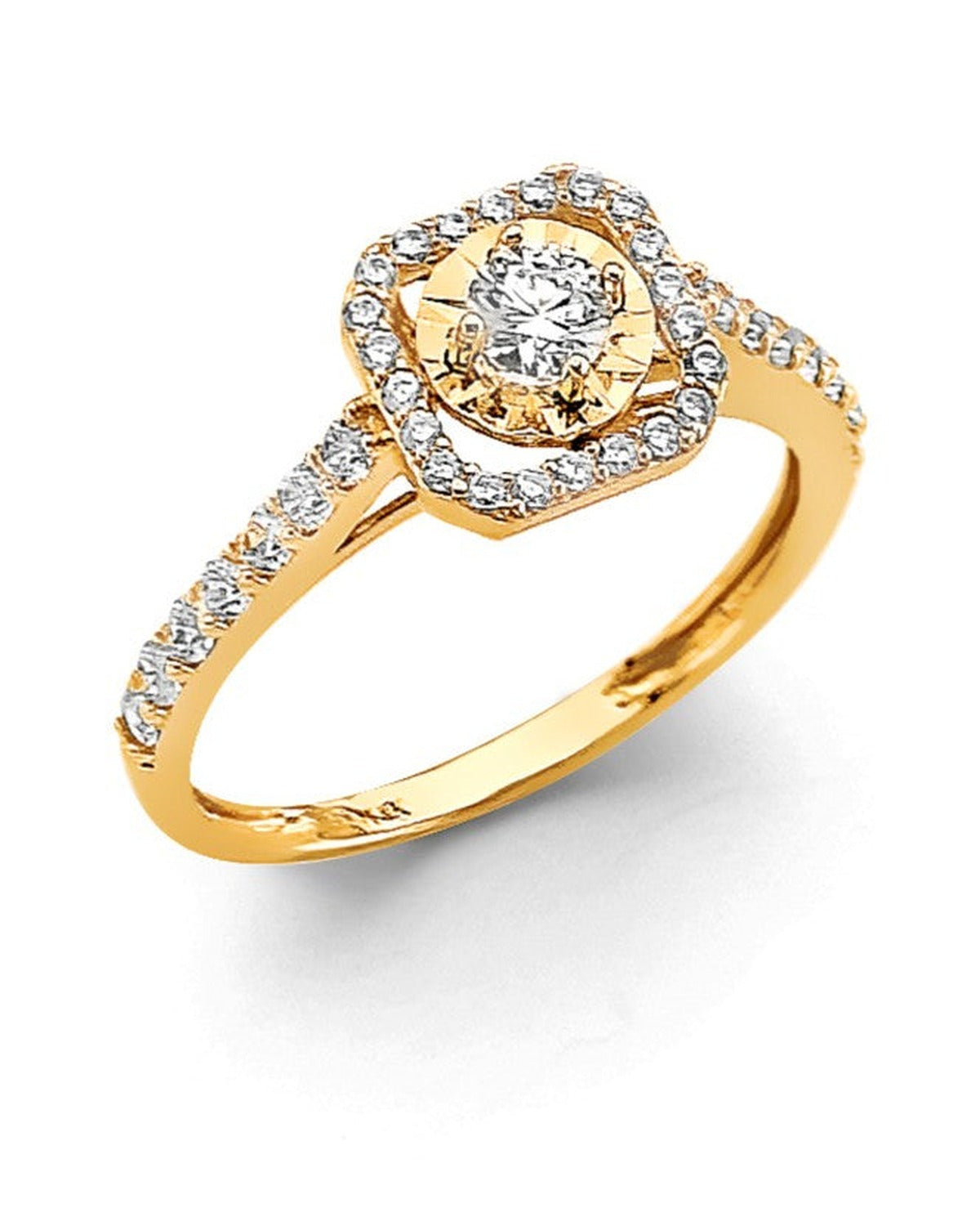 14K Yellow Gold CZ Engagement Ring (RG-3076)