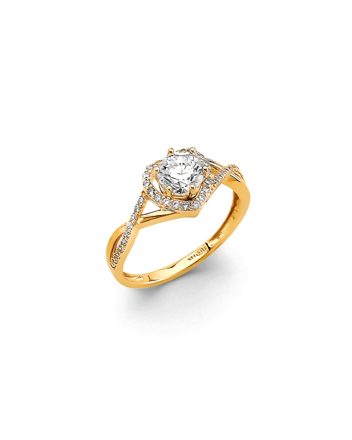 14K Yellow Gold CZ Engagement Ring (RG-3077)