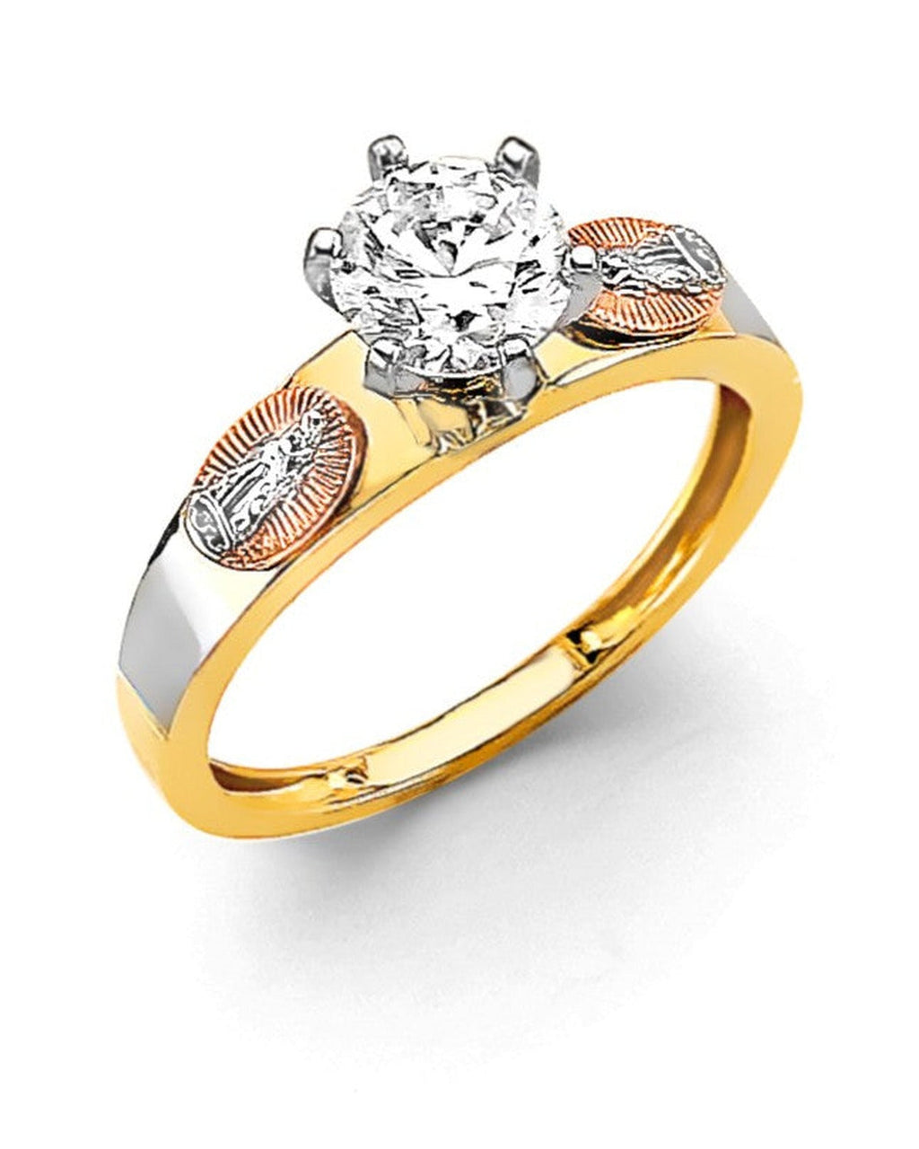 14K Tri-Color Gold 3C CZ Engagement Ring (RG-3078)