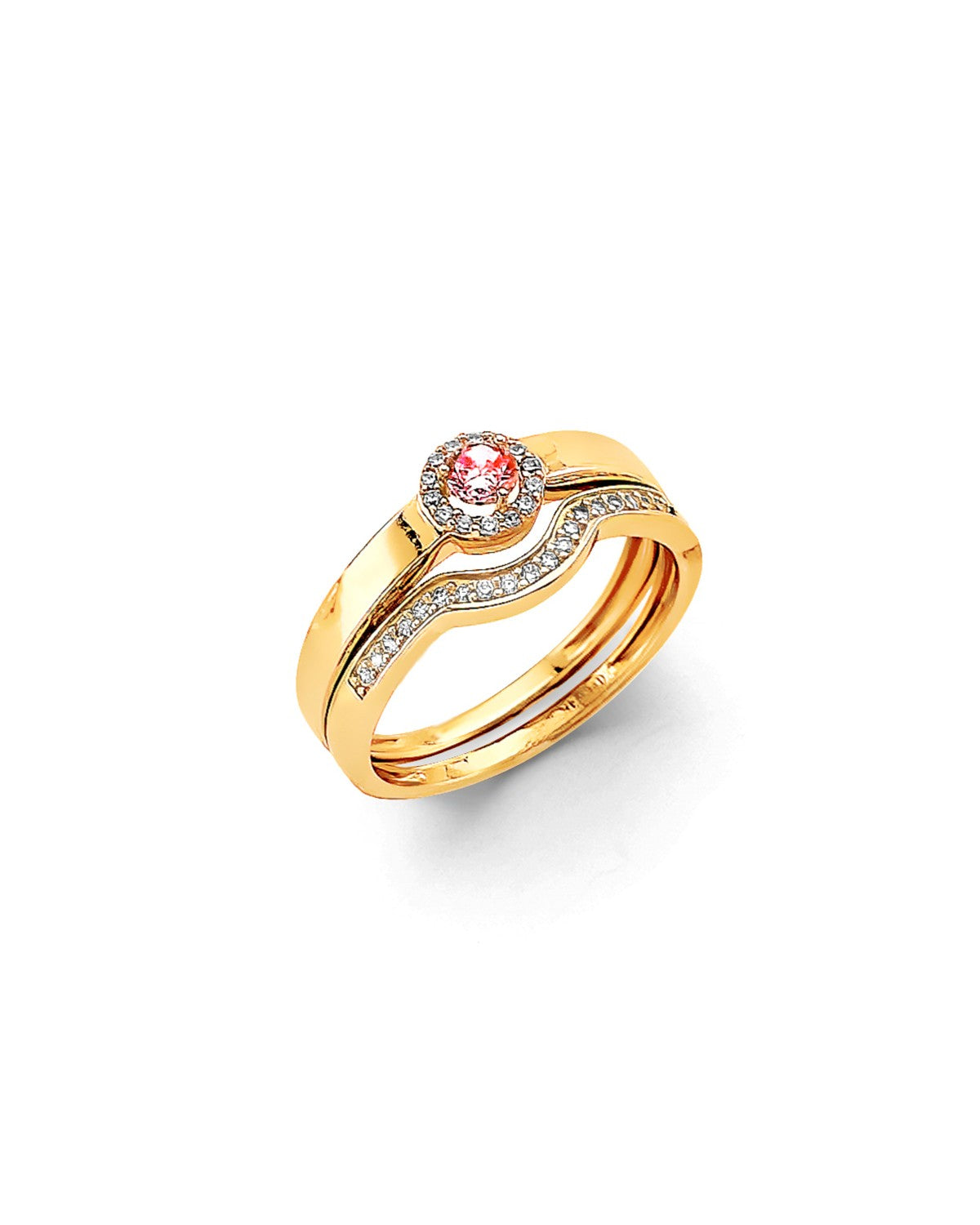 14K Yellow Gold Duo CZ Set Ring (RG-3079)