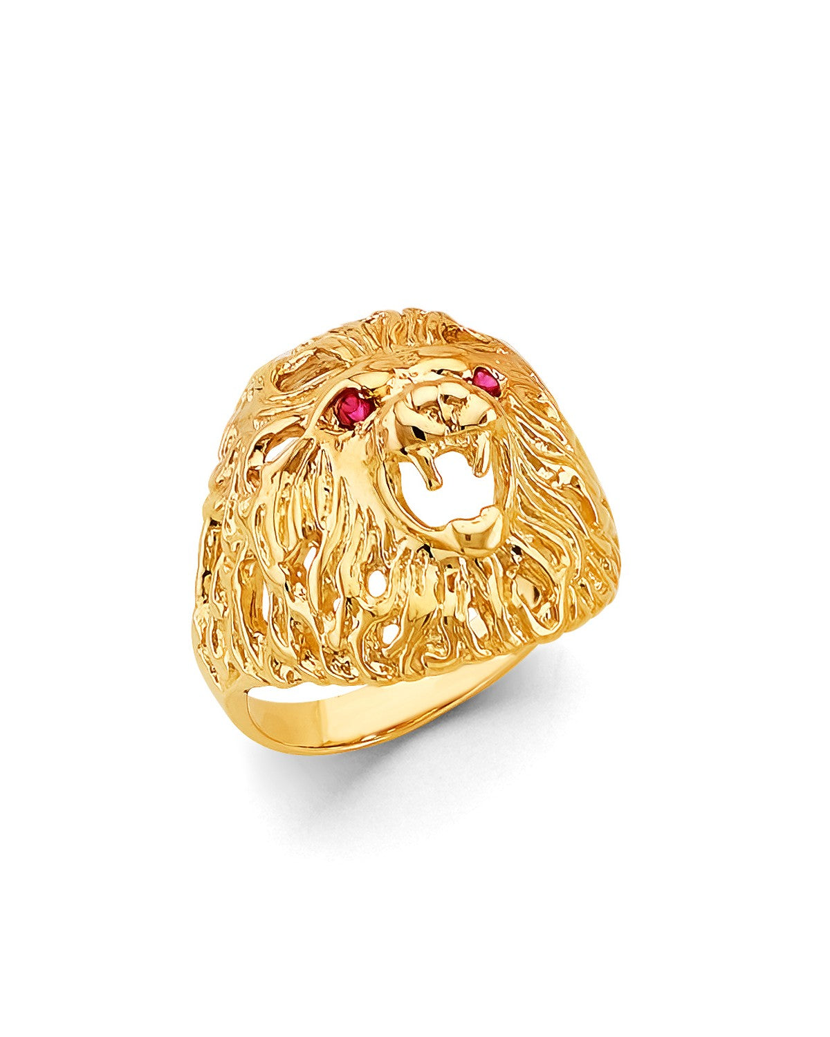 14K Yellow Gold Lion Men's CZ Ring (RG-3087)