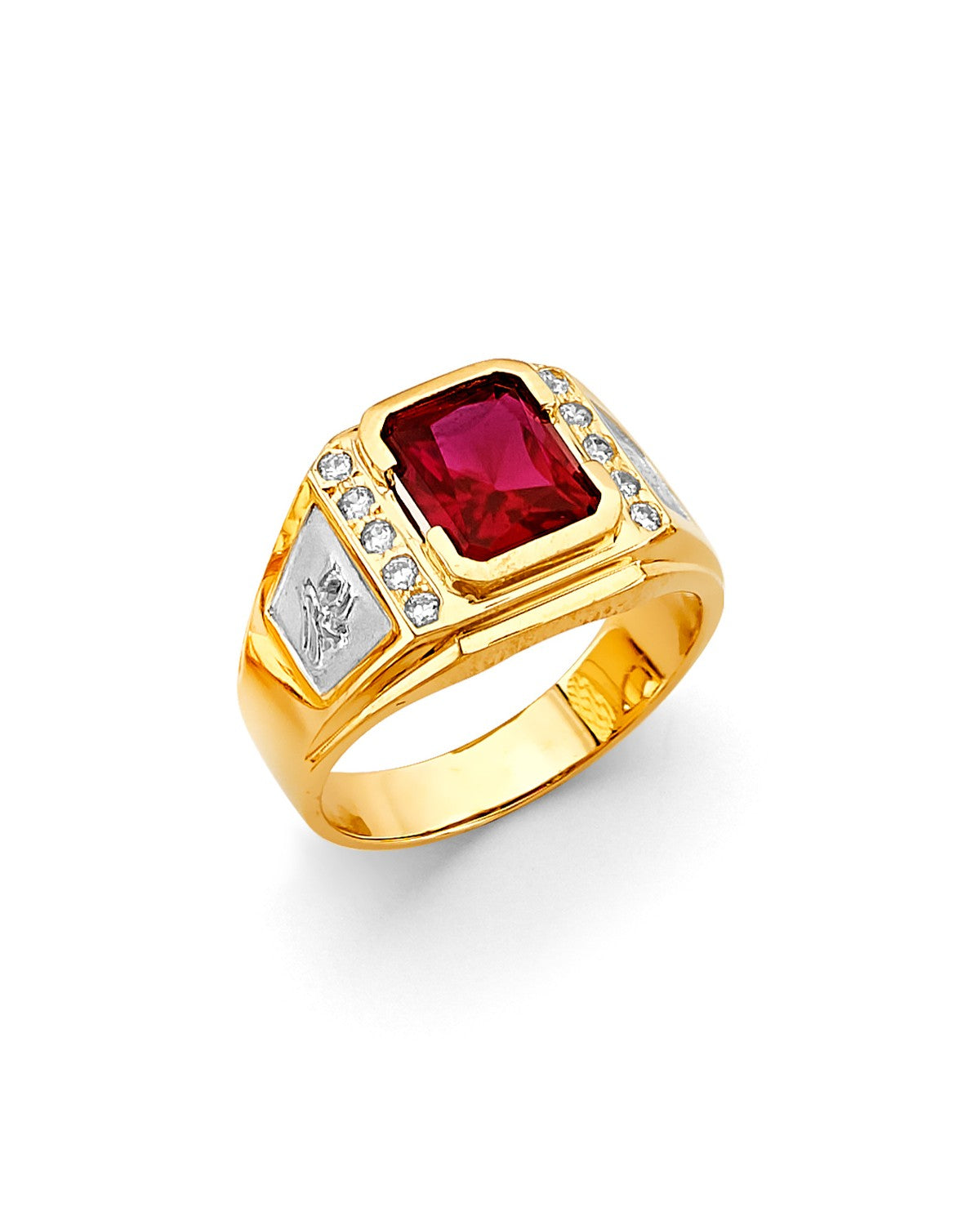 14K Two-Tone Gold 2T Men's CZ Ring (RG-3149)
