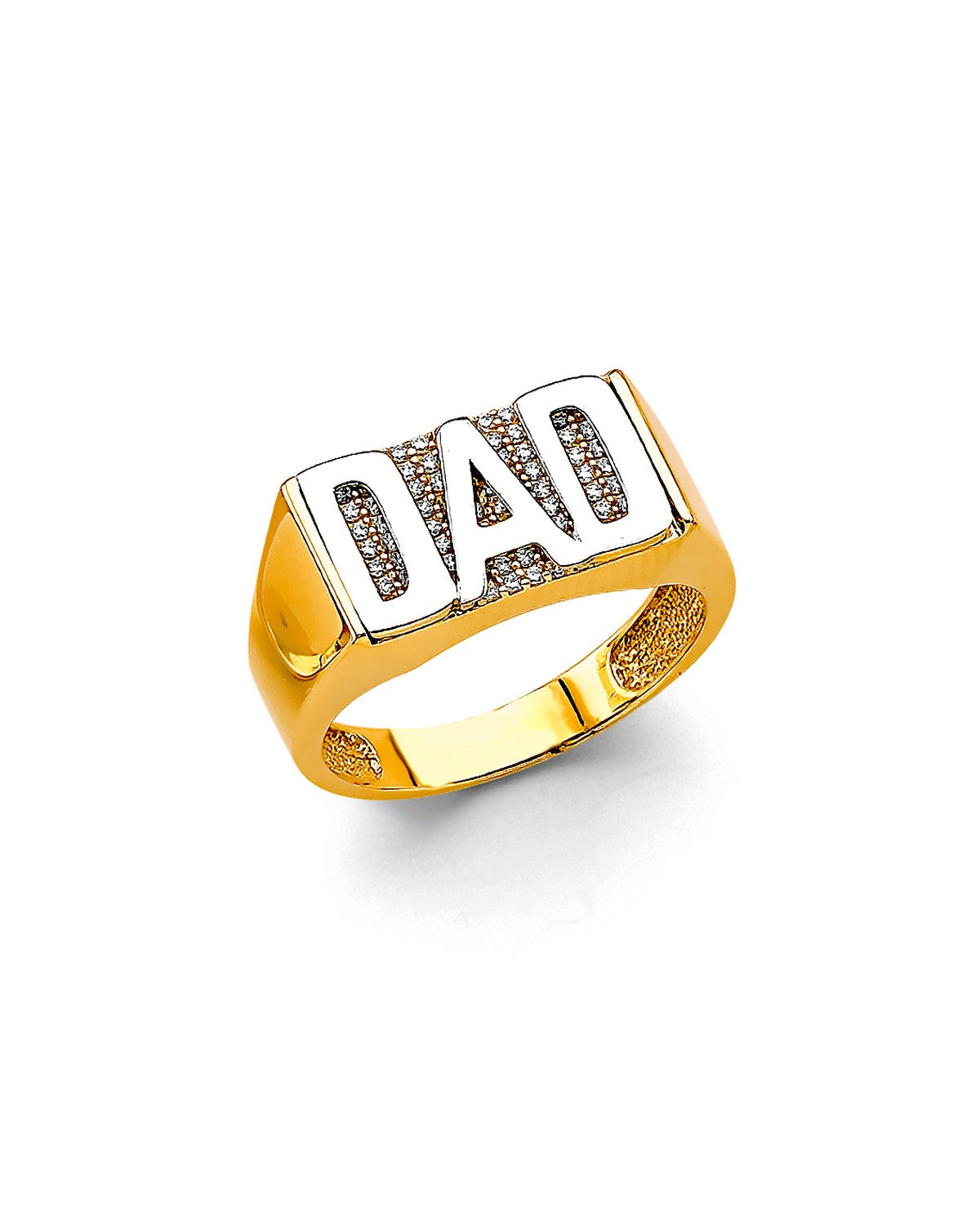 14K Two-Tone Gold 2T Dad Men's CZ Ring (RG-3183)