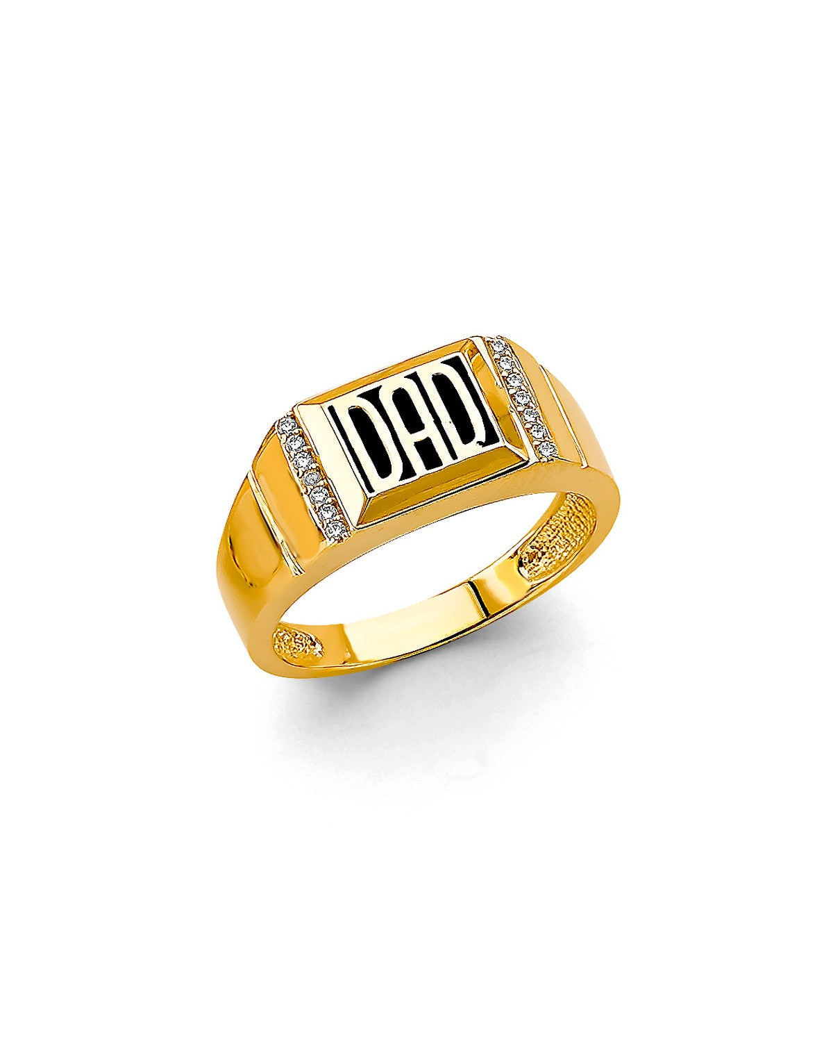 14K Two-Tone Gold 2T Dad Men's CZ Ring (RG-3184)