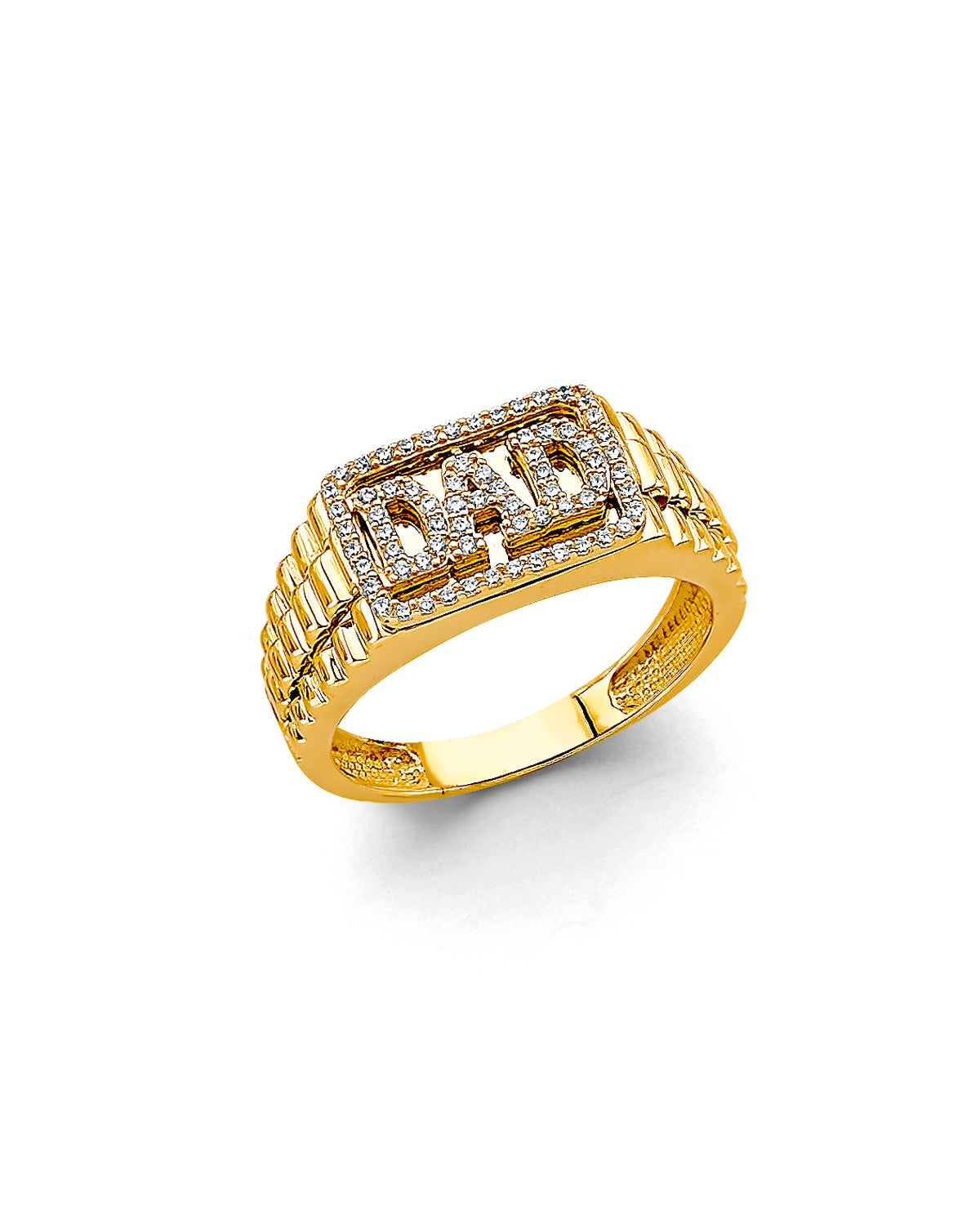 14K Two-Tone Gold 2T Dad Men's CZ Ring (RG-3185)