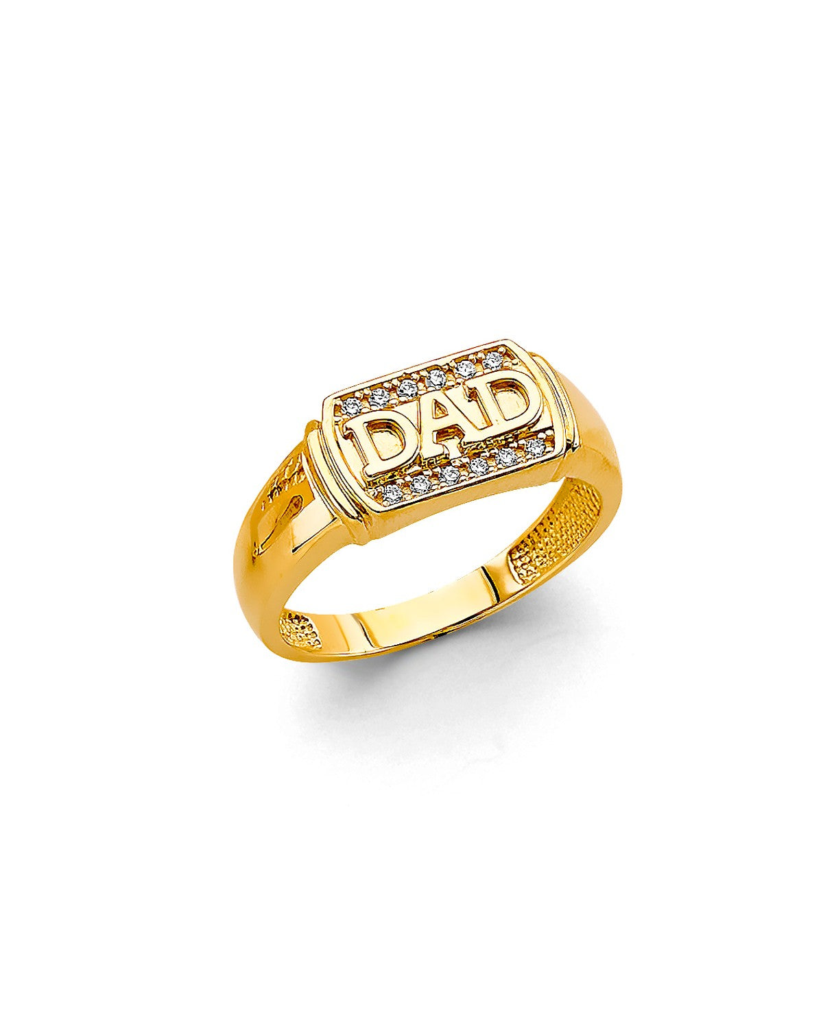 14K Two-Tone Gold 2T Dad Men's CZ Ring (RG-3186)