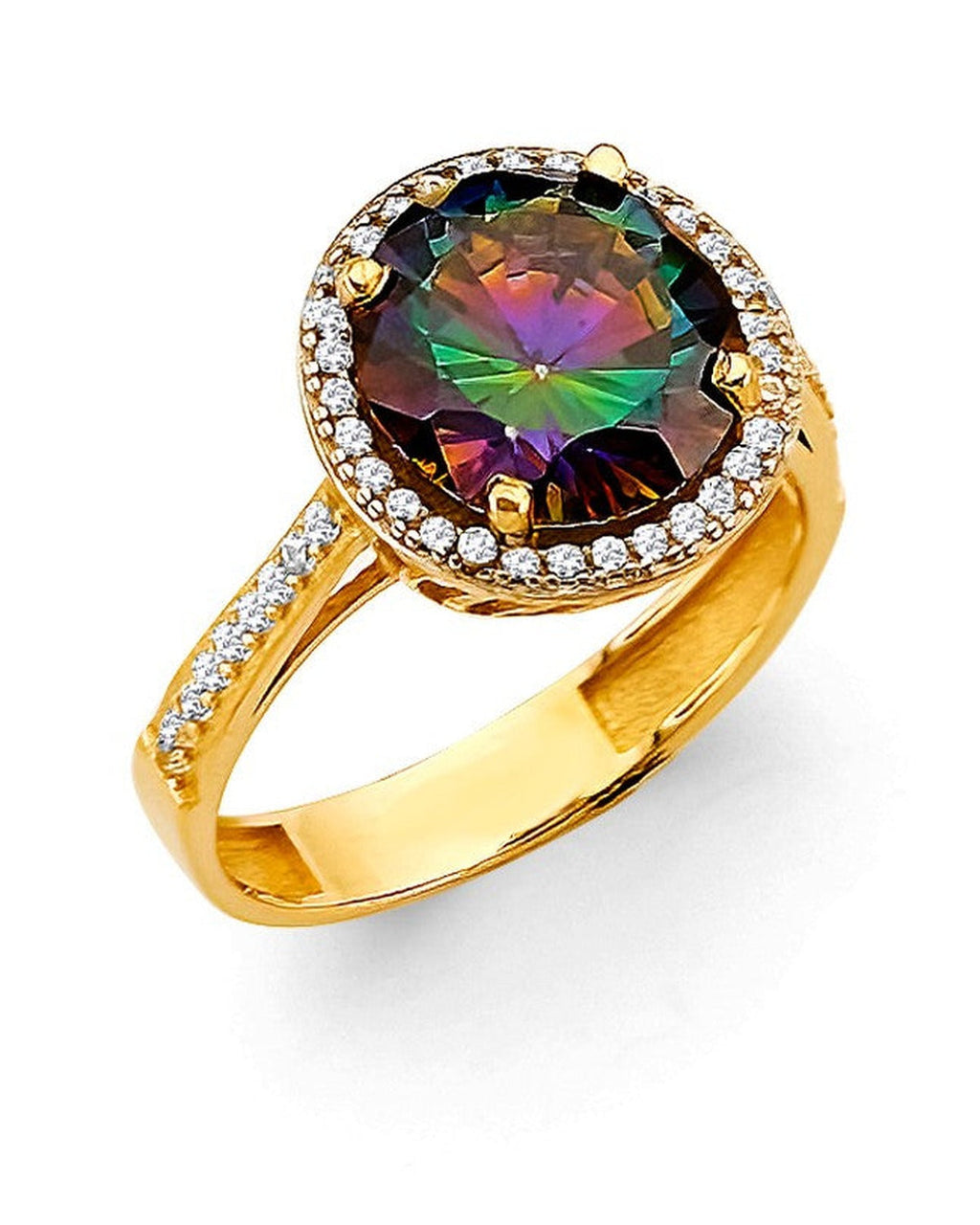 14K Yellow Gold Fancy Mystic Topaz CZ Ring (RG-3197)