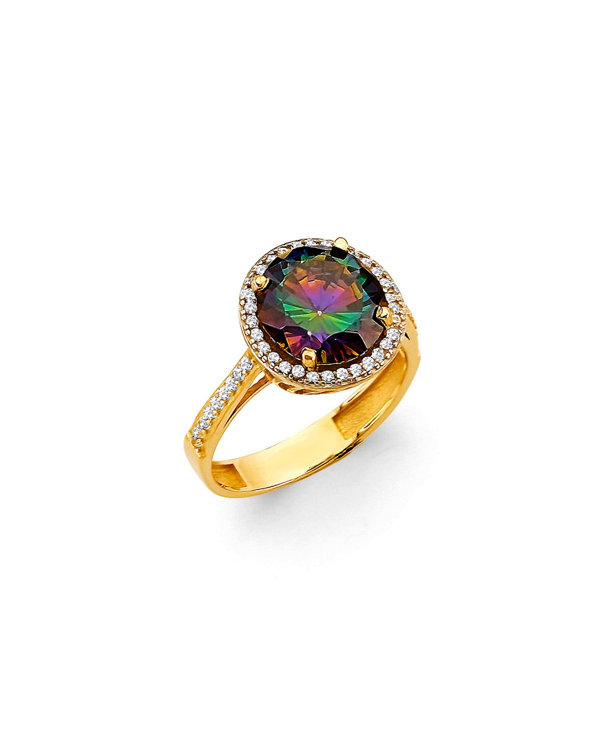14K Yellow Gold Fancy Mystic Topaz CZ Ring (RG-3197)