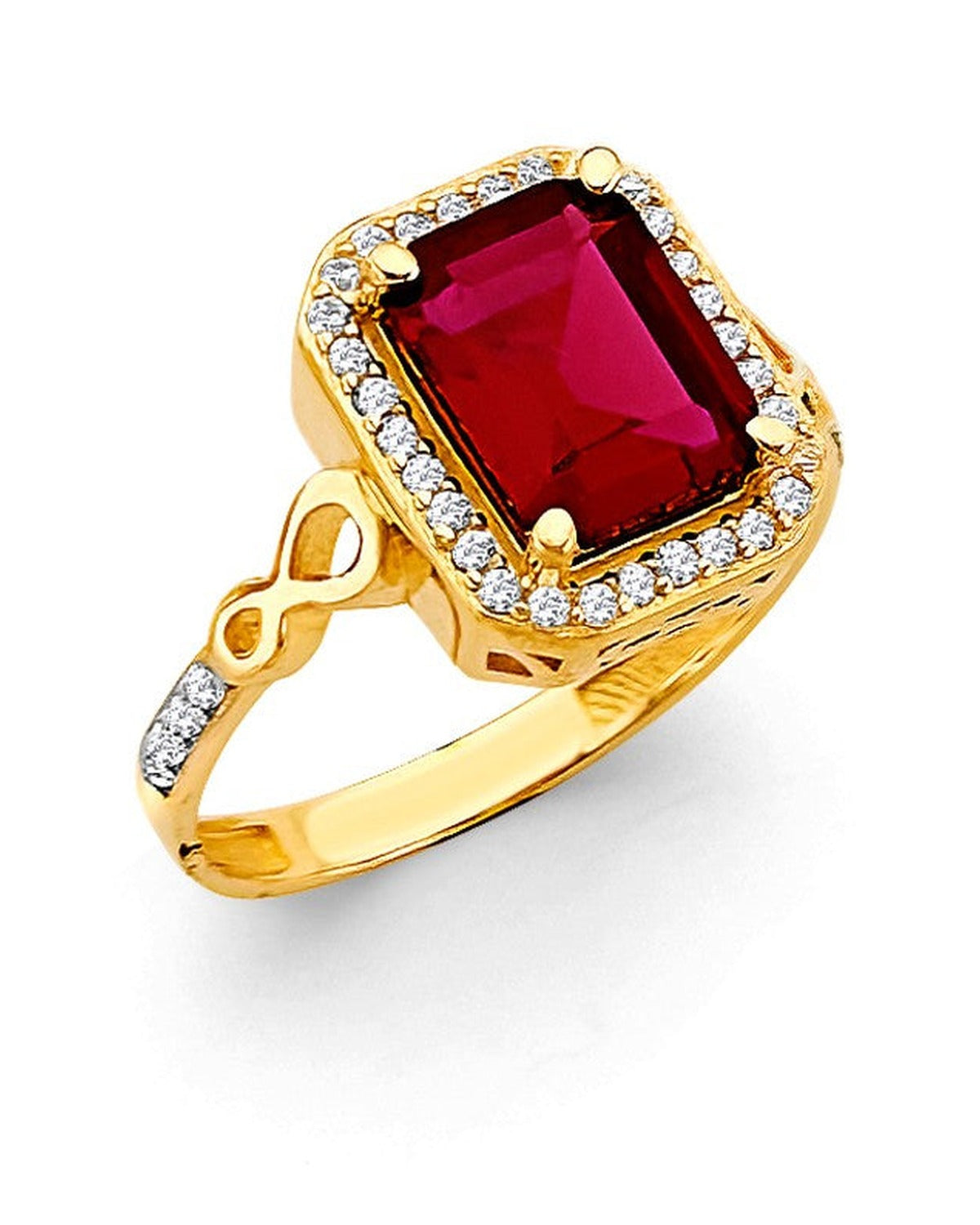 14K Yellow Gold Fancy Red CZ Ring (RG-3198)