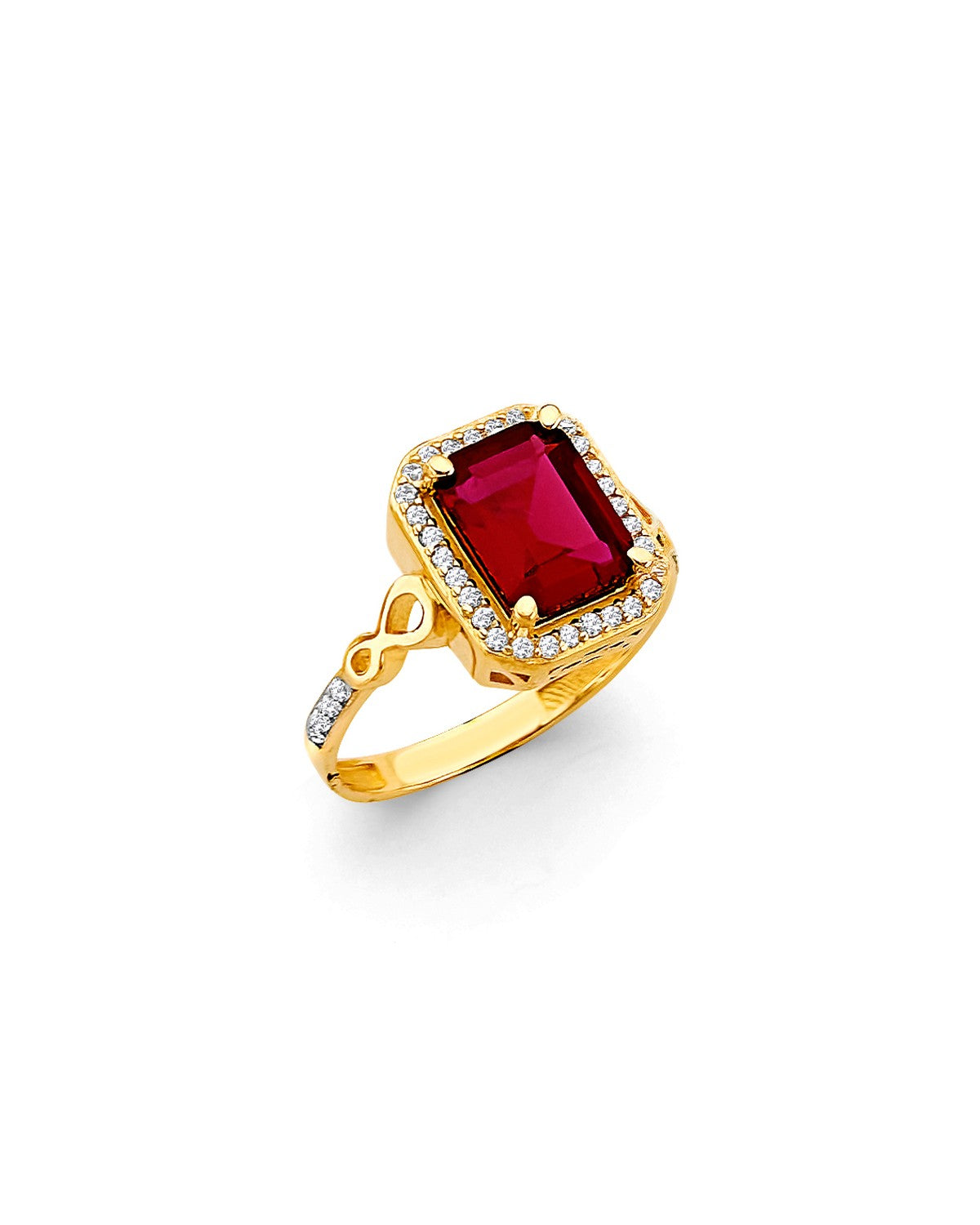 14K Yellow Gold Fancy Red CZ Ring (RG-3198)