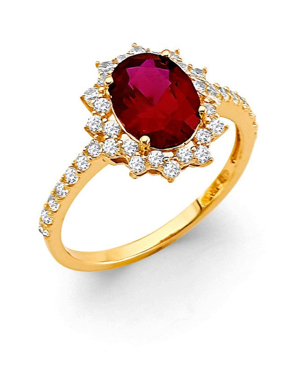 14K Yellow Gold Fancy Red CZ Ring (RG-3200)