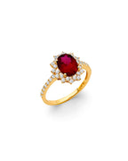 14K Yellow Gold Fancy Red CZ Ring (RG-3200)