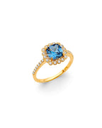 14K Yellow Gold Fancy Blue CZ Ring (RG-3201)