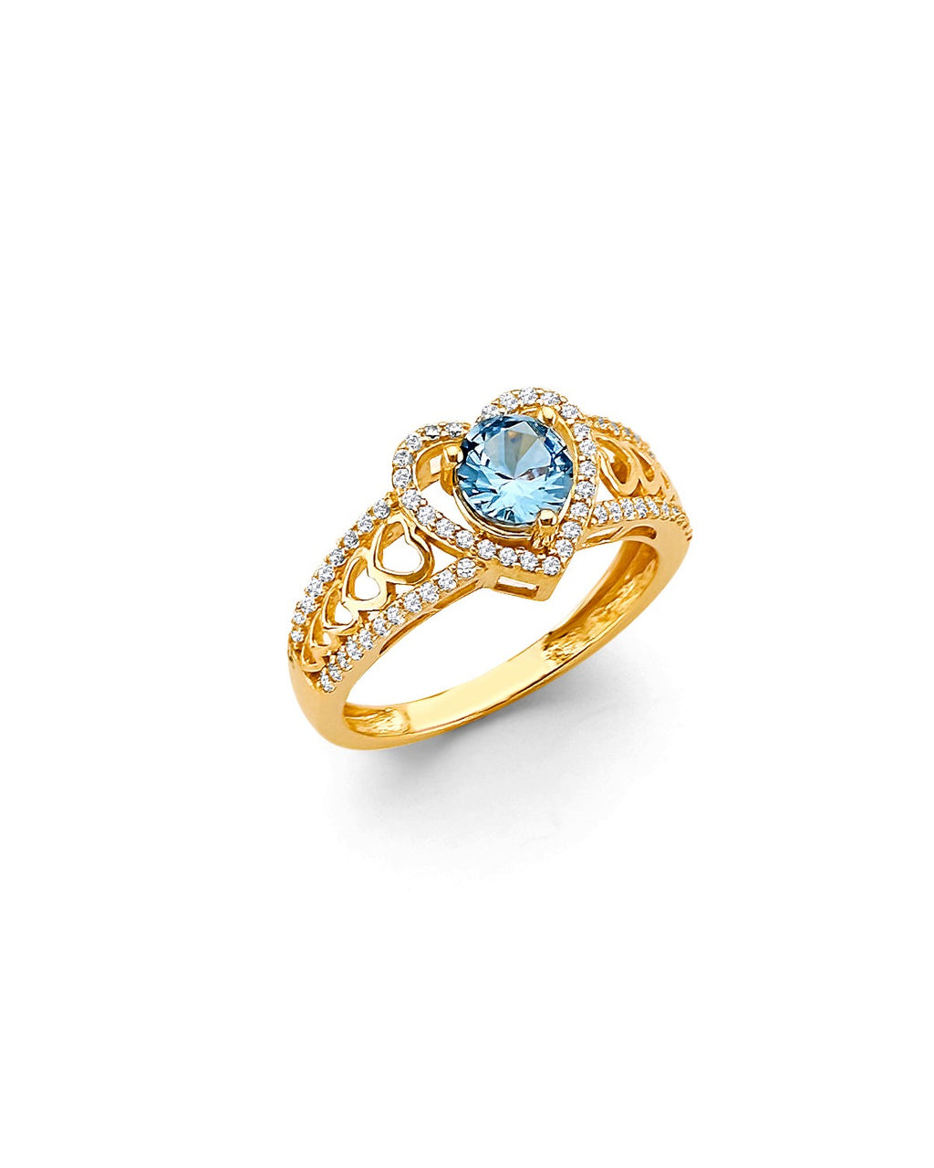 14K Yellow Gold Fancy Blue CZ Ring (RG-3202)