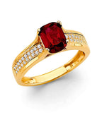 14K Yellow Gold Fancy Red CZ Ring (RG-3203)