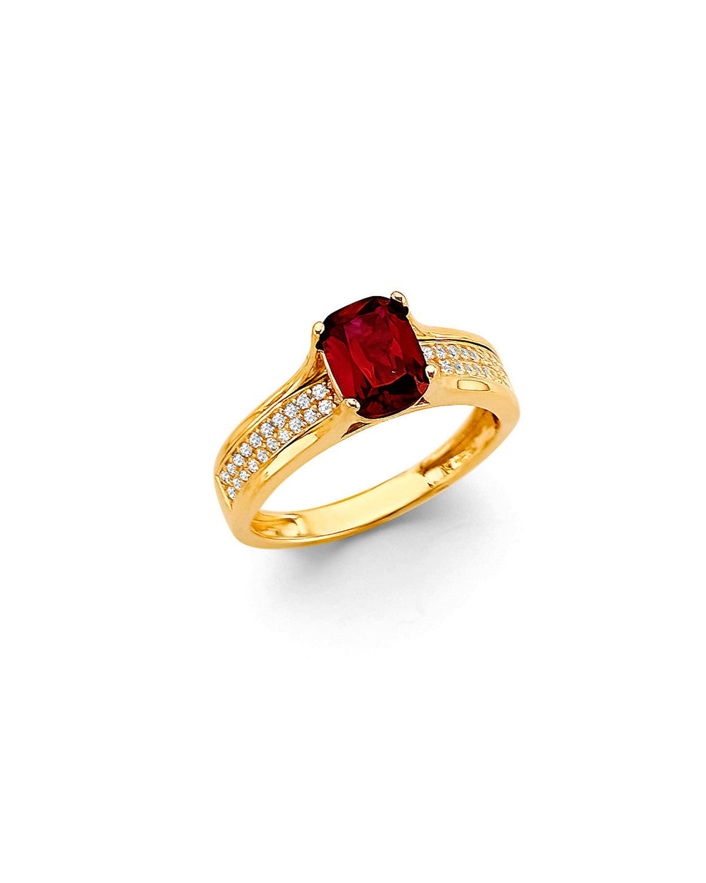 14K Yellow Gold Fancy Red CZ Ring (RG-3203)