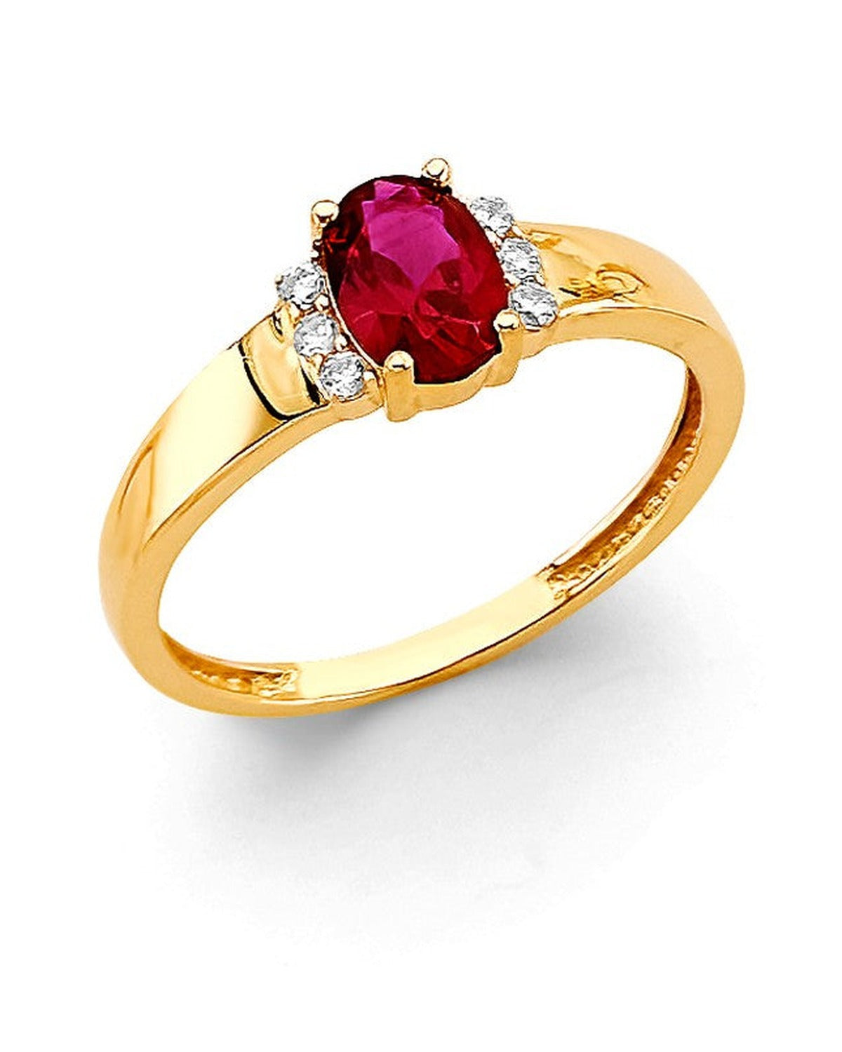 14K Yellow Gold Fancy Red CZ Ring (RG-3205)