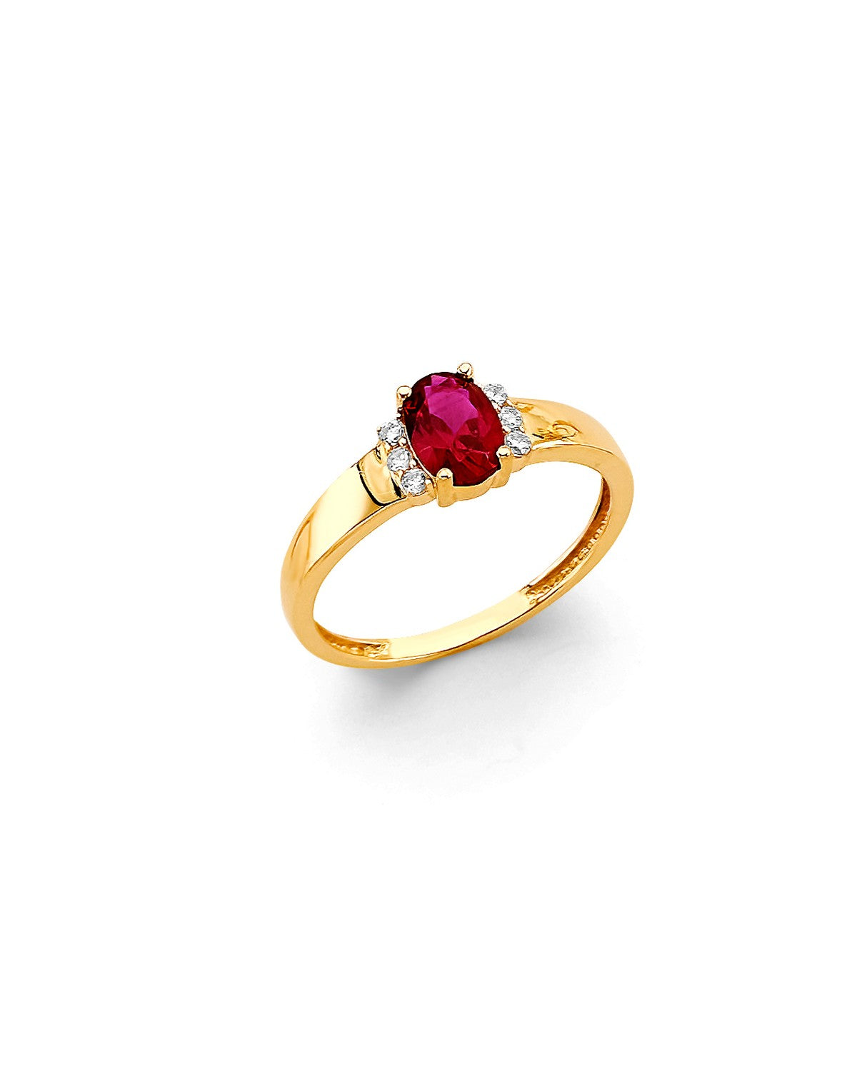 14K Yellow Gold Fancy Red CZ Ring (RG-3205)