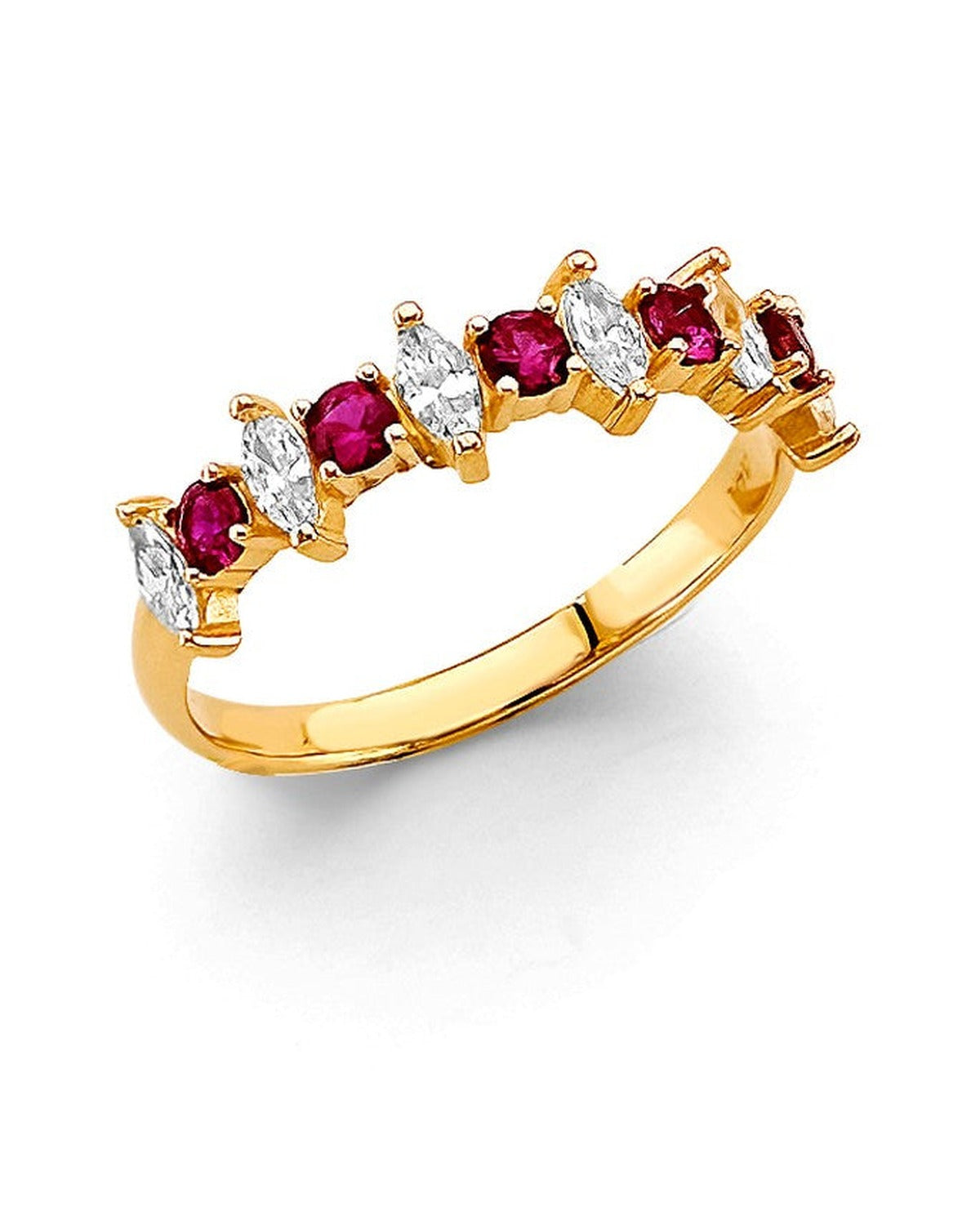 14K Yellow Gold Fancy Red CZ Ring (RG-3207)