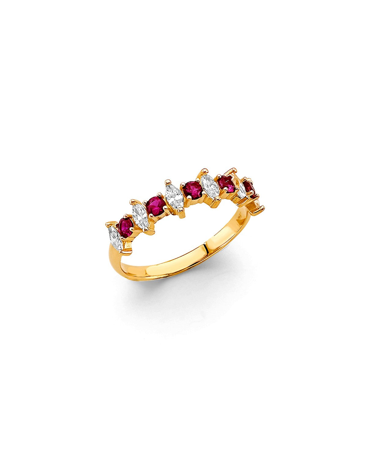 14K Yellow Gold Fancy Red CZ Ring (RG-3207)