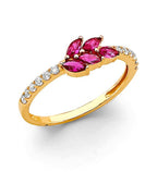 14K Yellow Gold Fancy Red CZ Ring (RG-3208)
