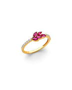 14K Yellow Gold Fancy Red CZ Ring (RG-3208)