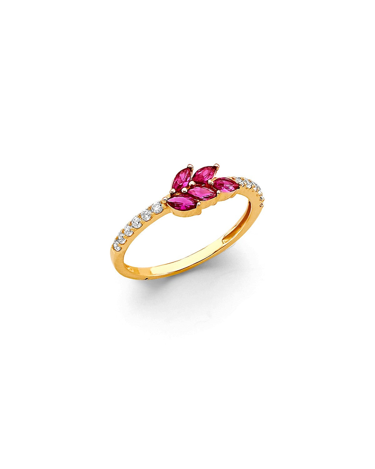 14K Yellow Gold Fancy Red CZ Ring (RG-3208)
